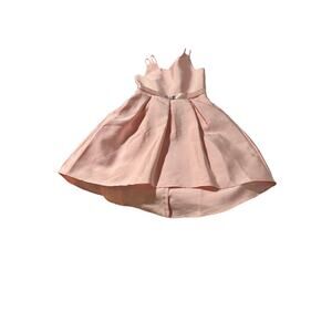 Pink & Violet 7 pink hi low hemline box pleat waist bling detail bow tank strap